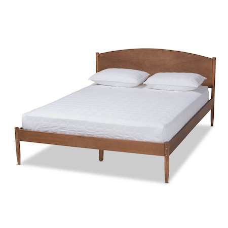 Baxton Studio Leanora Mid-Century Ash Walnut Finished Full Size Wood Platform Bed 159-9845
